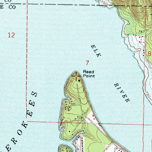 Topographic Map of Reed Point, OK