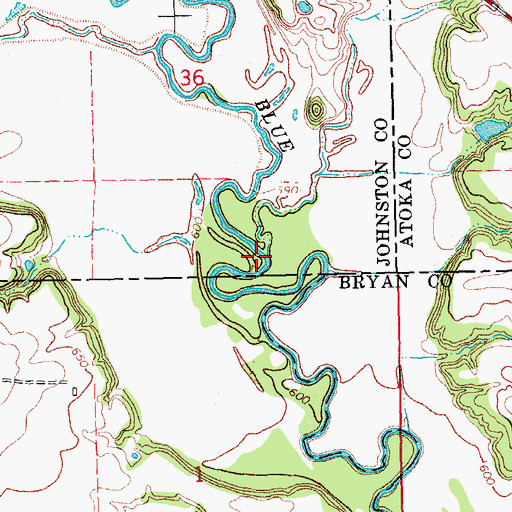 Topographic Map of Reeder Creek, OK