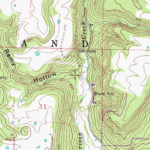 Topographic Map of Remy Hollow, OK