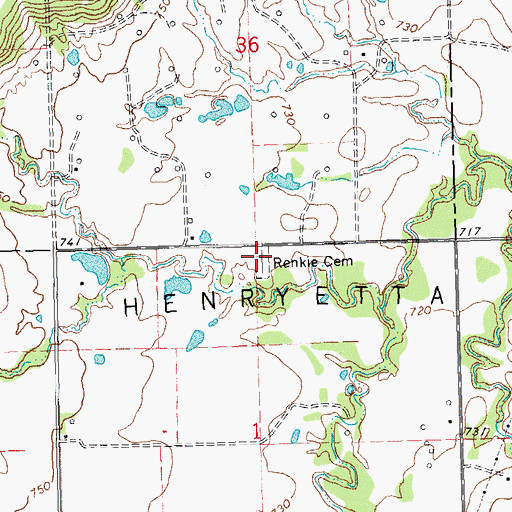 Topographic Map of Renkie Cemetery, OK