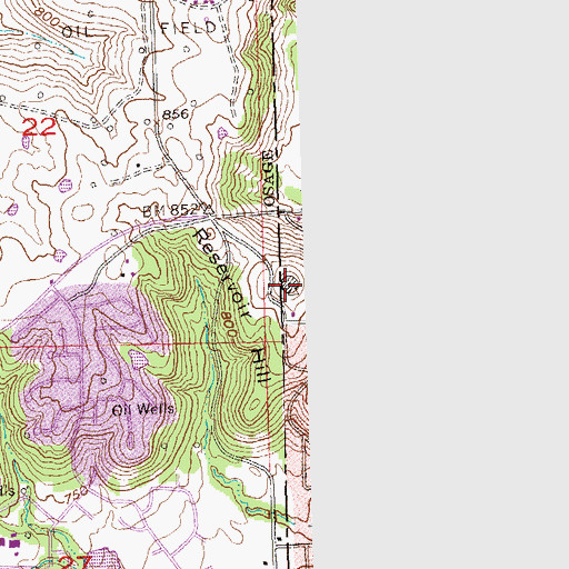 Topographic Map of Reservoir Hill, OK