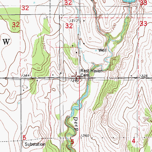 Topographic Map of Rest Haven Cemetery, OK