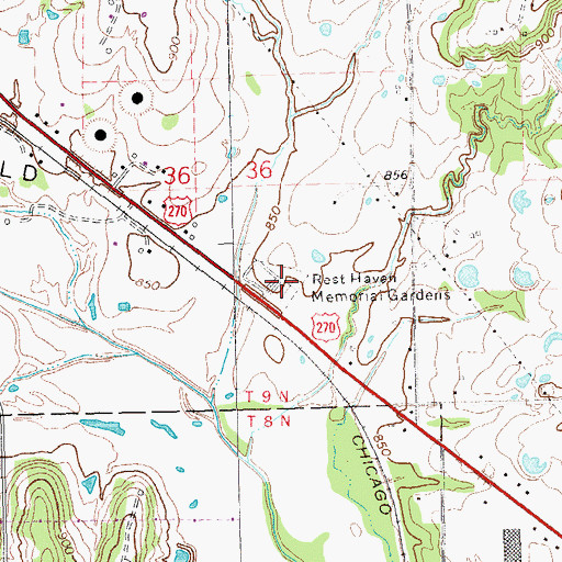 Topographic Map of Rest Haven Memorial Gardens, OK