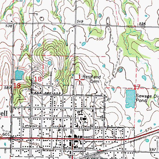 Topographic Map of Restland Cemetery, OK