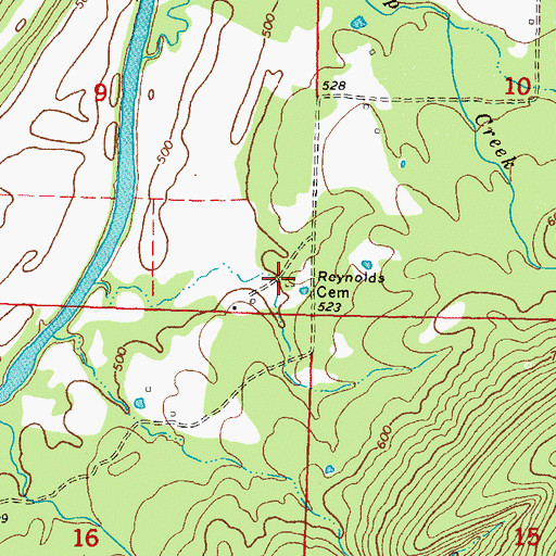 Topographic Map of Reynolds Cemetery, OK