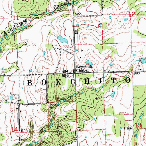 Topographic Map of Reynolds Chapel, OK