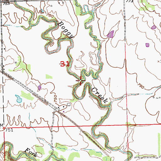 Topographic Map of Rhoda Creek, OK