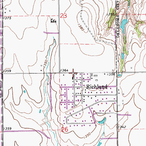 Topographic Map of Richland, OK
