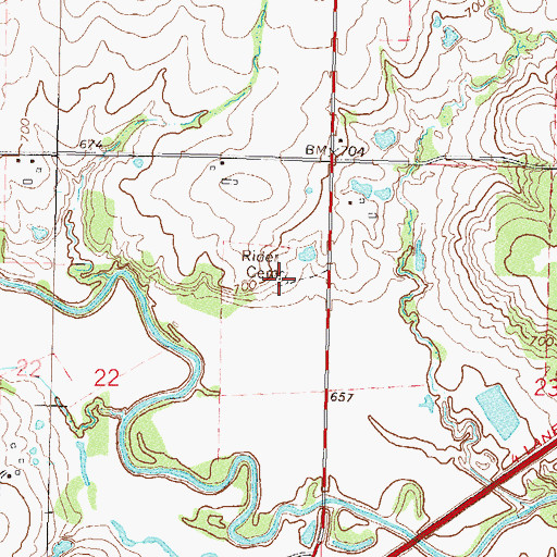 Topographic Map of Rider Cemetery, OK