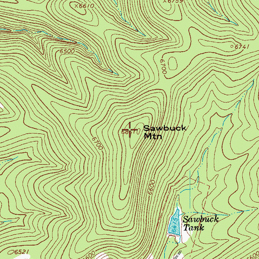 Topographic Map of Sawbuck Mountain, AZ