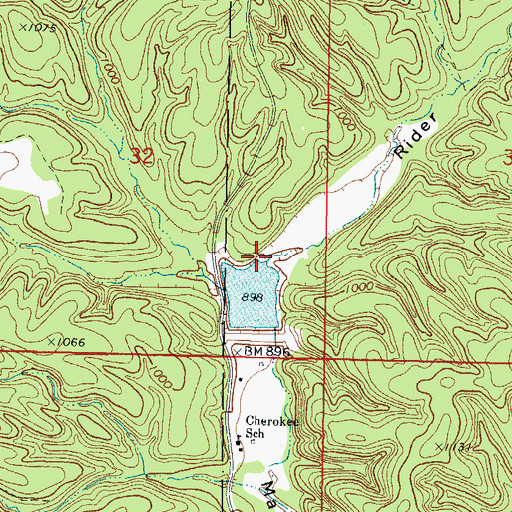 Topographic Map of Rider Hollow, OK