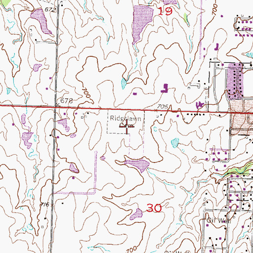 Topographic Map of Ridgelawn Cemetery, OK
