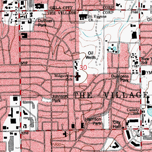 Topographic Map of Ridgeview Elementary School, OK
