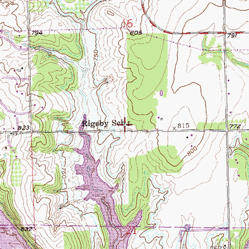 Topographic Map of Rigsby School, OK