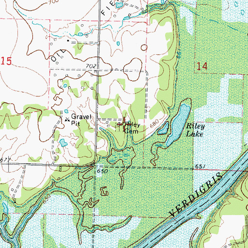 Topographic Map of Riley Cemetery, OK