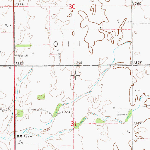 Topographic Map of Ringwood Oil Field, OK