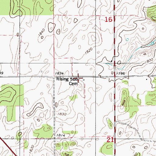 Topographic Map of Rising Sun Cemetery, OK