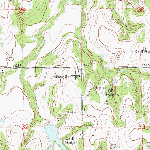 Topographic Map of Rising Sun Church, OK