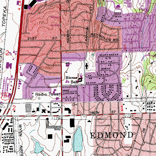 Topographic Map of Orvis Risner Elementary School, OK