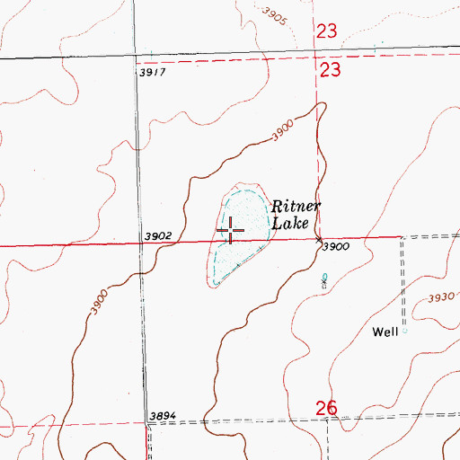 Topographic Map of Ritner Lake, OK