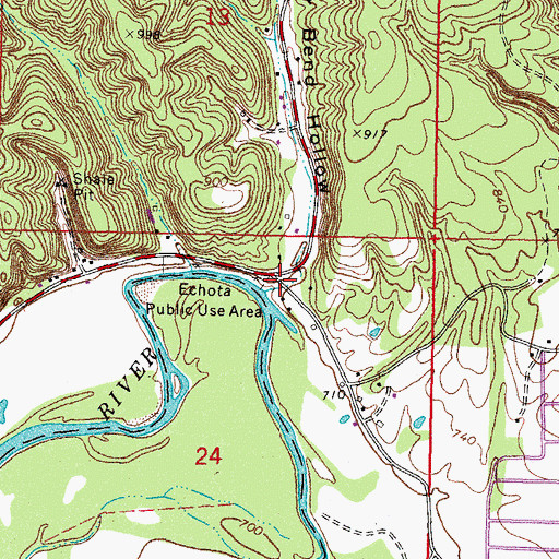 Topographic Map of River Bend Hollow, OK