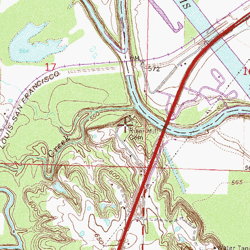 Topographic Map of River Hill Cemetery, OK