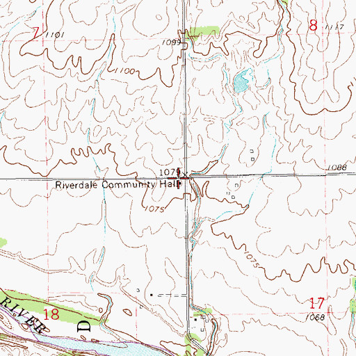 Topographic Map of Riverdale Community Hall, OK