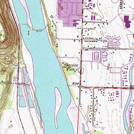 Topographic Map of Riverside Park, OK