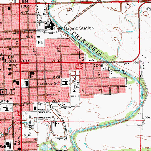 Topographic Map of Riverside Park, OK