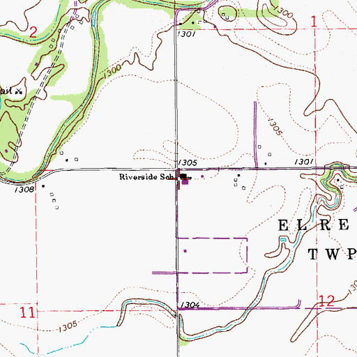 Topographic Map of Riverside Elementary School, OK