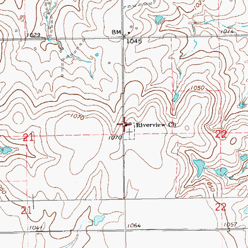 Topographic Map of Riverview Church, OK