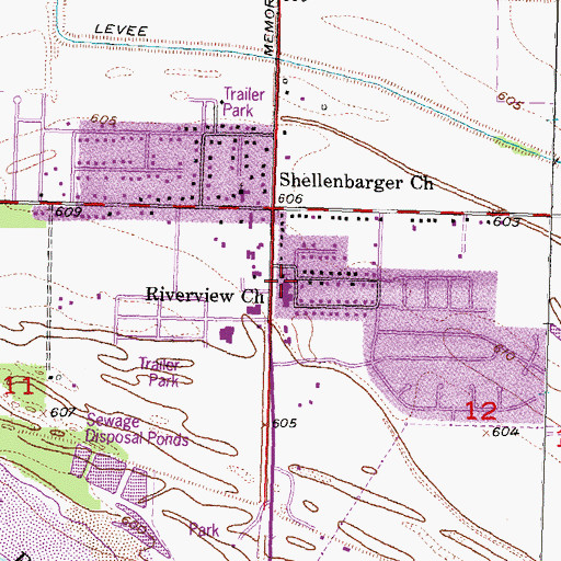 Topographic Map of Riverview Church, OK