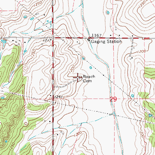 Topographic Map of Roach Cemetery, OK