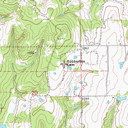 Topographic Map of Robberson Cemetery, OK