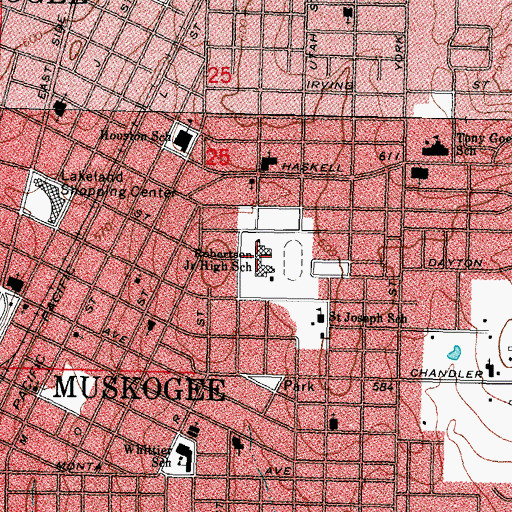 Topographic Map of 7th and 8th Grade Center, OK