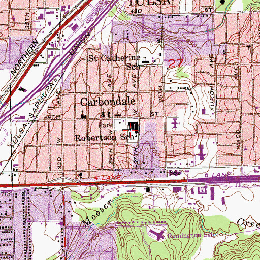 Topographic Map of Robertson Elementary School, OK