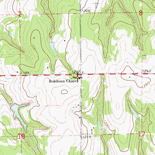 Topographic Map of Robinson Chapel, OK