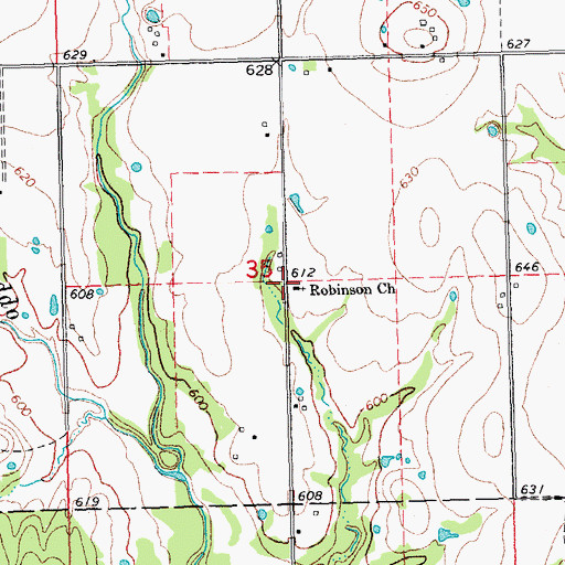 Topographic Map of Robinson Church, OK