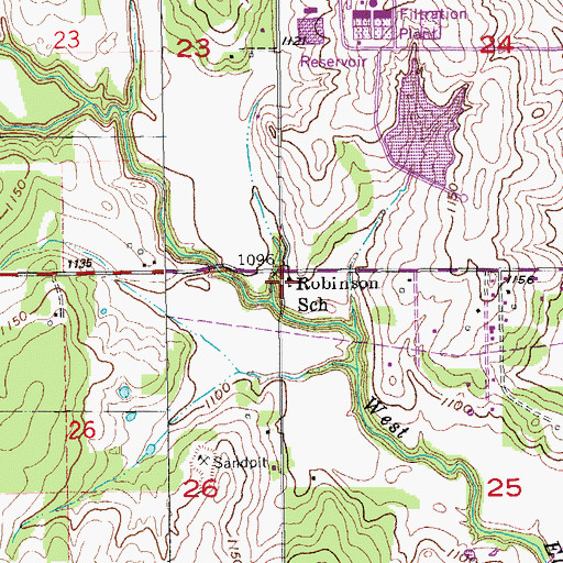 Topographic Map of Robinson School, OK