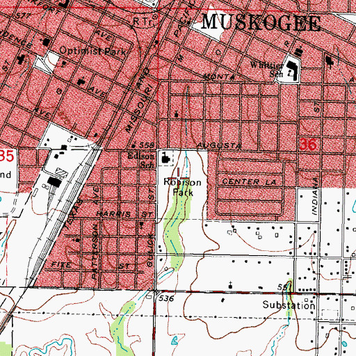 Topographic Map of Robison Park, OK