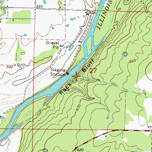 Topographic Map of Rock Bluff, OK