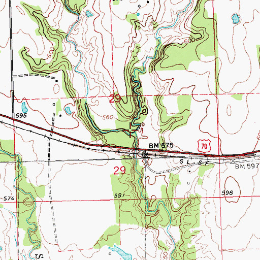 Topographic Map of Rock Branch, OK