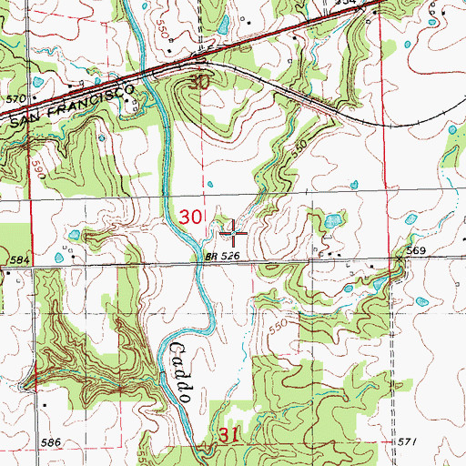 Topographic Map of Rock Branch, OK