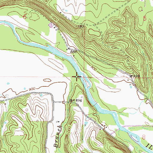Topographic Map of Rock Branch, OK