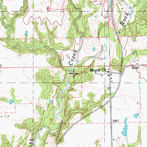 Topographic Map of Rock Creek, OK