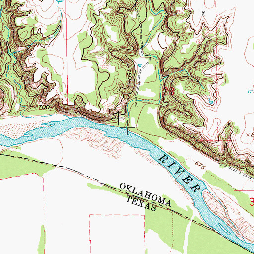 Topographic Map of Rock Creek, OK