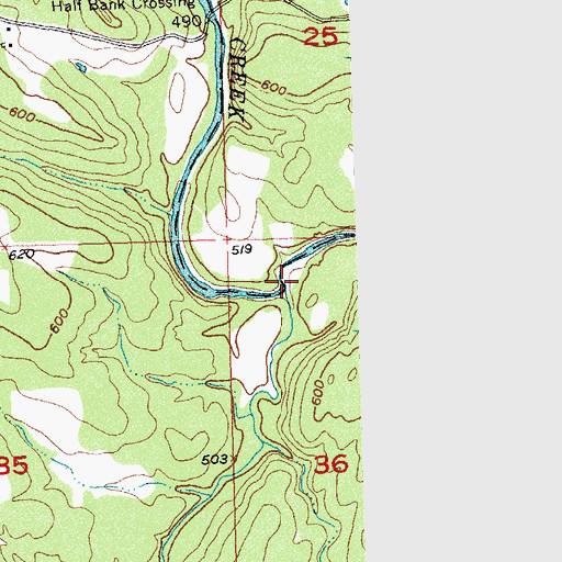 Topographic Map of Rock Creek, OK