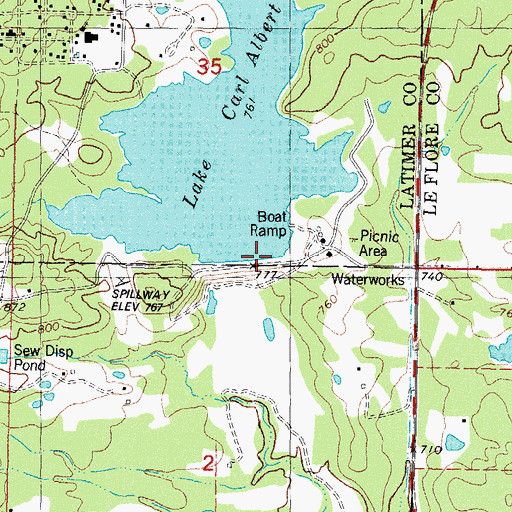 Topographic Map of Rock Creek, OK