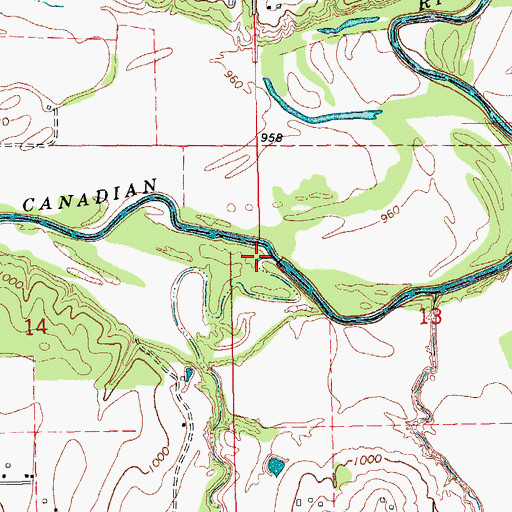 Topographic Map of Rock Creek, OK