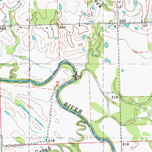 Topographic Map of Rock Creek, OK